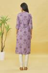 Shop_Samyukta Singhania_Purple Rayon Floral Print Kurta_at_Aza_Fashions