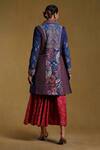Shop_Ritu Kumar_Blue Viscose Crepe Paisley Print Long Jacket_at_Aza_Fashions