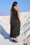 Shop_Dash and Dot_Black Polyester One Shoulder Pleated Maxi_at_Aza_Fashions