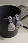 Buy_Curio Cottage_Diamante Cubic Zirconia Statement Jhumka Earrings_at_Aza_Fashions