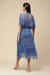 Shop_Aarke Ritu Kumar_Blue Polyester Geometric Print Kaftan Dress With Camisole_at_Aza_Fashions