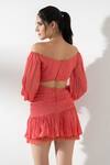 Shop_AMRTA_Coral Shell Off Shoulder Cut Out Dress_at_Aza_Fashions
