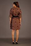 Shop_Deepika Arora_Brown Cotton Embroidered Shirt Dress_at_Aza_Fashions