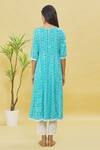 Shop_Samyukta Singhania_Blue Rayon Bandhani Print Anarkali Set_at_Aza_Fashions
