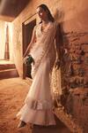 Shop_Ridhi Mehra_Ivory Ploma Embroidered Saree With Net Blouse_at_Aza_Fashions