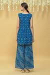 Shop_Samyukta Singhania_Blue Cotton Bandhani Print Sharara Set_at_Aza_Fashions
