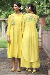 Shop_Desert Shine by Sulochana Jangir_Yellow Handwoven Chanderi Nature Embroidered Shirt Dress_at_Aza_Fashions