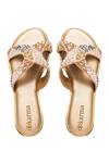 Shop_Kkarma_Gold Silk Ekavali Cutout Platform Heels_at_Aza_Fashions
