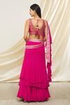 Shop_Gopi Vaid_Pink Anupa Pre-draped Ruffle Saree With Embroidered Blouse_at_Aza_Fashions