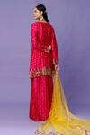 Shop_Payal Singhal_Pink Silk Embroidered Yoke Bandhani Kurta Set_at_Aza_Fashions