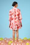 Shop_Marche_Peach Cotton Silk Floral Print Shirt Dress_at_Aza_Fashions