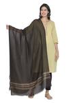 Shop_Shingora_Black Silk Contrast Stripe Embroidered Dupatta_at_Aza_Fashions