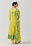 Shop_Label Earthen_Yellow Cotton Mul Gathered Kurta Set_at_Aza_Fashions