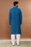 Shop_Aham-Vayam_Blue Cotton Riwaaz Embroidered Kurta And Patiala Set_at_Aza_Fashions