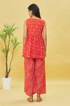 Shop_Samyukta Singhania_Orange Rayon Bandhani Print Kurta Sharara Set_at_Aza_Fashions