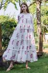 Shop_Missprint_Yellow Cotton Printed Tiered Tunic_at_Aza_Fashions