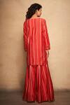 Shop_Gulabo by Abu Sandeep_Red Pure Chanderi Silk Short Kurta_at_Aza_Fashions