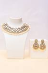 Shop_Zevar by Geeta_Pearl Drop Kundan Embellished Necklace Jewellery Set_at_Aza_Fashions