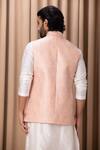 Shop_Ankit V Kapoor_Peach Fahad Embroidered Cotton Silk Nehru Jacket_at_Aza_Fashions
