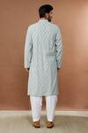 Shop_Aham-Vayam_Grey Cotton Bandhan Floral Embroidered Kurta And Patiala Set_at_Aza_Fashions