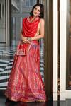 Shop_Pinki Sinha_Peach Silk Handwoven Lehenga Set With Unstitched Blouse Fabric_at_Aza_Fashions