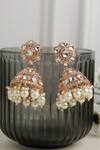 Buy_Curio Cottage_Kundan And Pearl Embellished Jhumka Earrings_at_Aza_Fashions