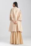 Shop_Megha Bansal_Beige Silk Gulmohar Badami Coat And Anarkali Set_at_Aza_Fashions