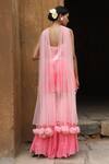 Shop_Nitisha Kashyap Official_Pink Uppada Silk Ombre Floral Embroidered Kurta Sharara Set_at_Aza_Fashions