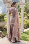 Shop_Mehak Murpana_Brown Dupion Crepe Mirror Embroidered Kurta Sharara Set_at_Aza_Fashions