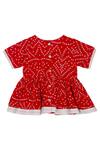 Shop_Saka Designs_White Bandhani Pattern Peplum Top With Dhoti Pant For Girls_at_Aza_Fashions