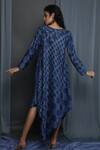 Shop_Krishna Mehta_Blue Chanderi Printed Asymmetrical Tunic_at_Aza_Fashions