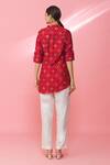 Shop_Naintara Bajaj_Red Modal Chanderi Bandhani Print Tab Sleeve Shirt_at_Aza_Fashions