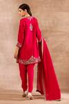 Shop_JAYANTI REDDY_Pink Silk Floral Embroidered Tunic Dhoti Pant Set_at_Aza_Fashions