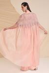 Shop_Divya Aggarwal_Pink Blouse Alauren Embellished Cape And Draped Skirt Set_at_Aza_Fashions