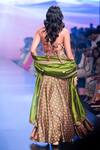 Shop_Punit Balana_Green Chanderi Silk Bandhani And Chevron Print Lehenga Set_at_Aza_Fashions