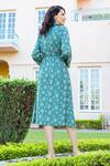 KARAJ JAIPUR_Green Muslin Floral Pattern Shirt Dress_Online_at_Aza_Fashions