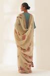Shop_Kasturi Kundal_Beige Phoolan Pure Linen Handloom Saree With Unstitched Blouse_at_Aza_Fashions