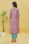 Shop_Samyukta Singhania_Purple Rayon Floral Print Straight Kurta_at_Aza_Fashions