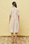 Shop_Samyukta Singhania_Off White Cotton Blend Stripe Print Dress_at_Aza_Fashions