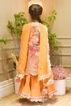 Shop_FAYON KIDS_Orange Floral Pattern Kurta Lehenga Set For Girls_at_Aza_Fashions