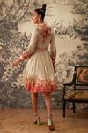 Shop_Kalista_Ivory Viscose Moss Camellia Floral Print Skater Dress_at_Aza_Fashions