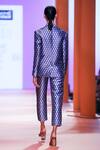 Shop_Pankaj & Nidhi_Purple Satin Twill Lined With Satin Dawn Geometric Print Blazer_at_Aza_Fashions