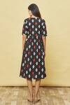Shop_Samyukta Singhania_Black Cotton Printed Dress_at_Aza_Fashions