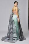 Shop_Amit Aggarwal_Multi Color Handwoven Tulle Floral Structured Draped Gown_at_Aza_Fashions