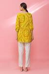 Shop_Naintara Bajaj_Yellow Cotton Bandhani Print Peplum Top_at_Aza_Fashions