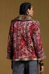 Shop_Ritu Kumar_Pink Cotton Bookley Printed Fur Jacket_at_Aza_Fashions