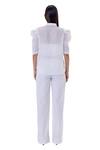 Shop_Gaya_White Linen Embroidered Blouson Sleeve Shirt_at_Aza_Fashions