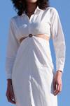 Shop_Twinkle Hanspal_White Cotton Poplin Amber Cut Out Shirt Dress_at_Aza_Fashions