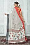 Shop_Samyukta Singhania_Off White Pure Cotton Geometric And Striped Woven Saree_at_Aza_Fashions