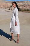 Shop_Twinkle Hanspal_White Cotton Poplin Waterfall Draped Dress_at_Aza_Fashions